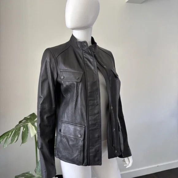 Vince Jacket Biker Pocket Leather Women's Sz Medium Authentic❤️ - Picture 10 of 12